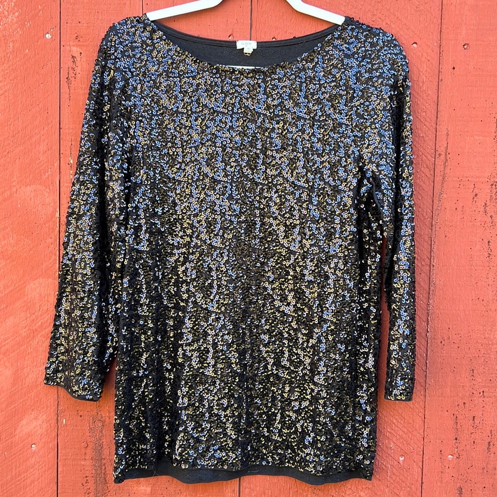 J.Crew Black Sequin Top - Picture 2 of 5